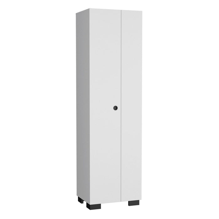 71" Wood Two Door Utility Cabinet - White