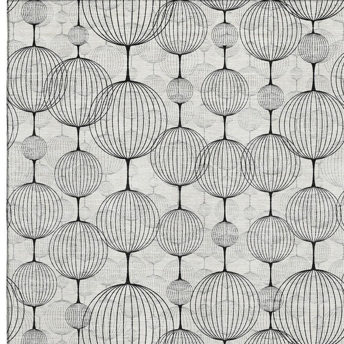 10' X 14' Geometric Washable Area Rug With UV Protection - White And Gray