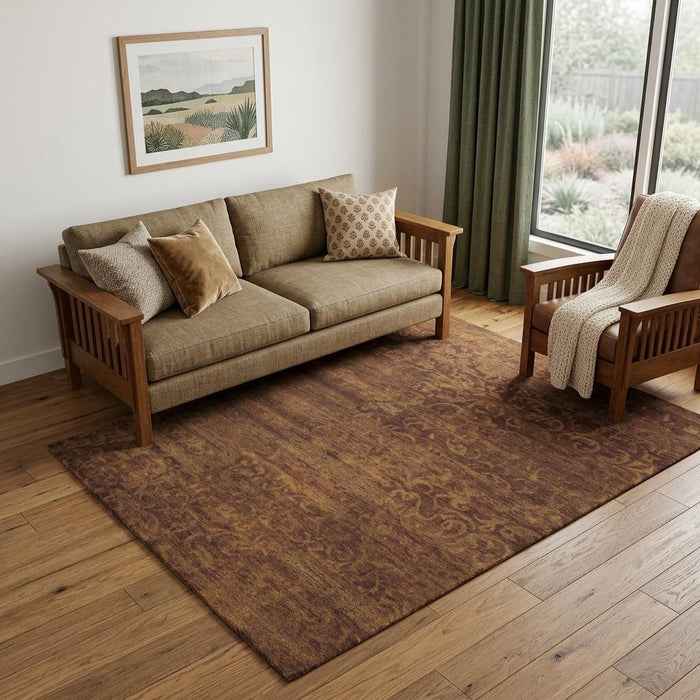5' X 8' Wool Floral Hand Knotted Area Rug (744163) - Brown / Red