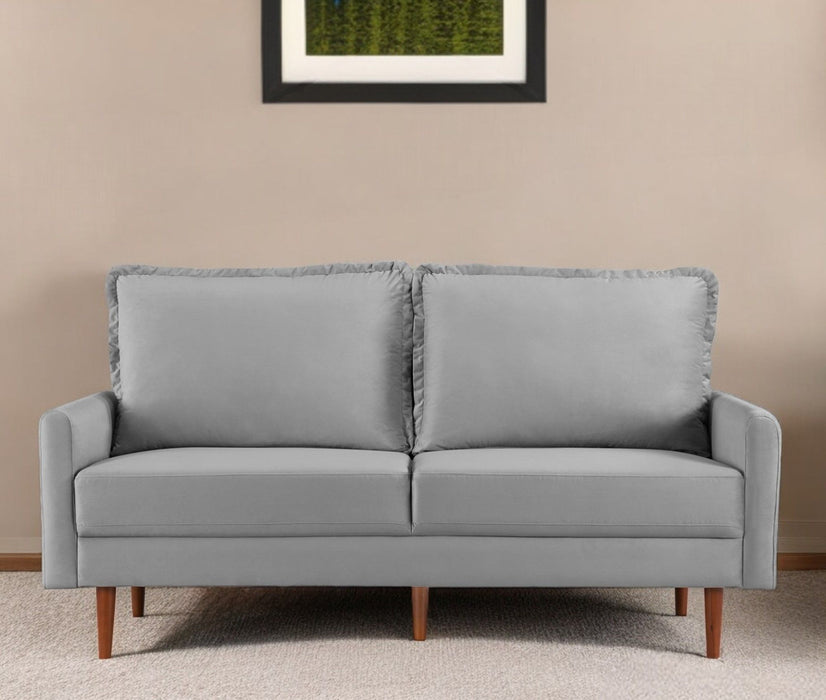 Sofa Velvet With Dark Brown Legs - Gray