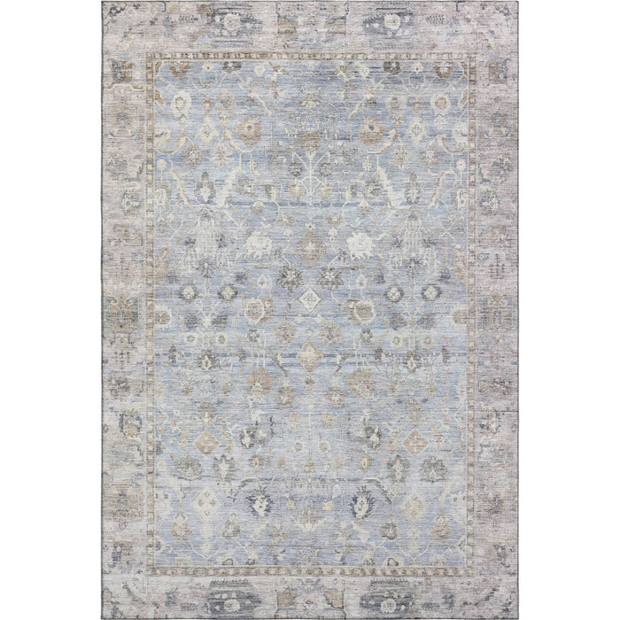 10' X 14' Oriental Washable Area Rug With UV Protection (700919) - Sky Blue / Ivory