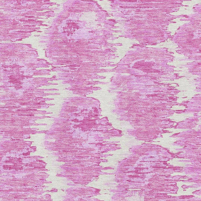 10' X 14' Diamond Washable Area Rug With UV Protection - Pink And Ivory