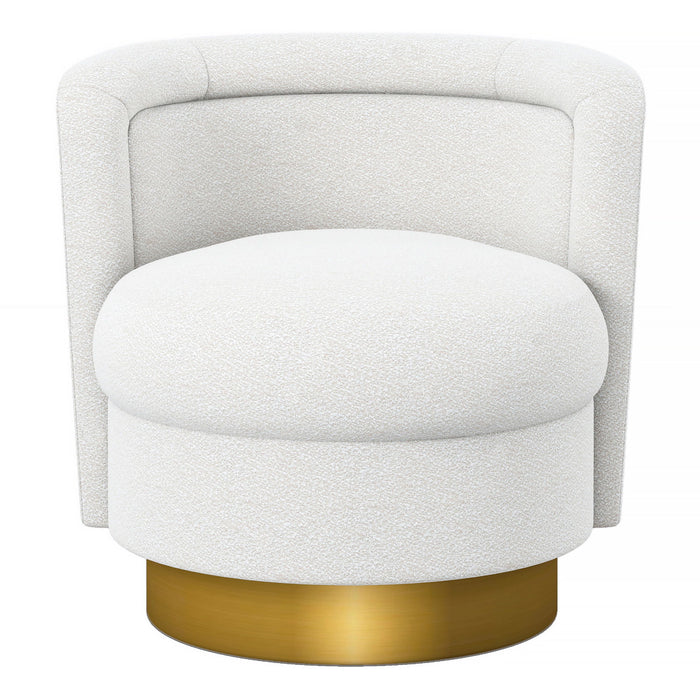Boucle Swivel Slipper Chair - White And Gold