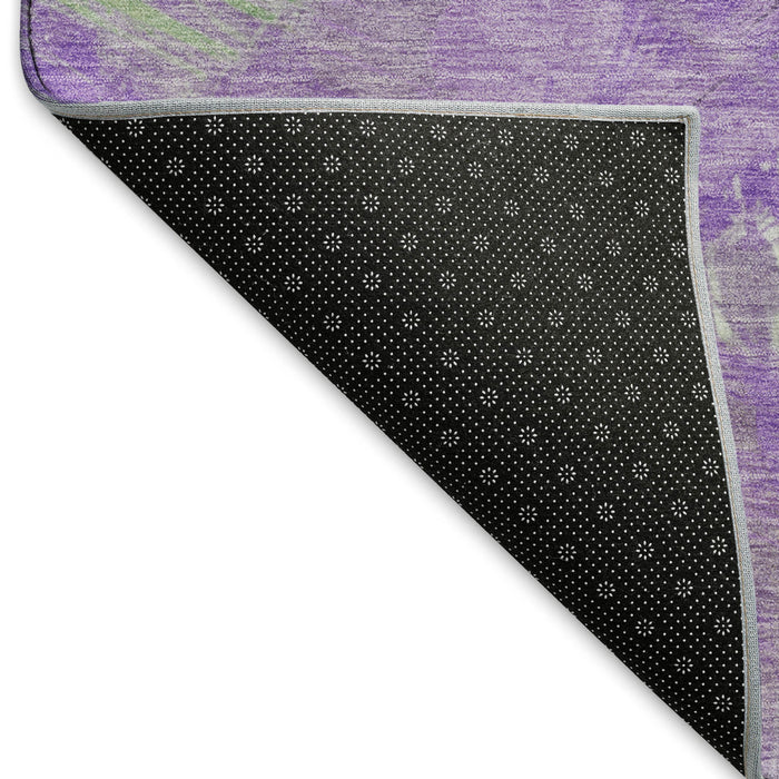 10' X 14' Abstract Washable Area Rug With UV Protection (697920) - Purple / Green / Ivory