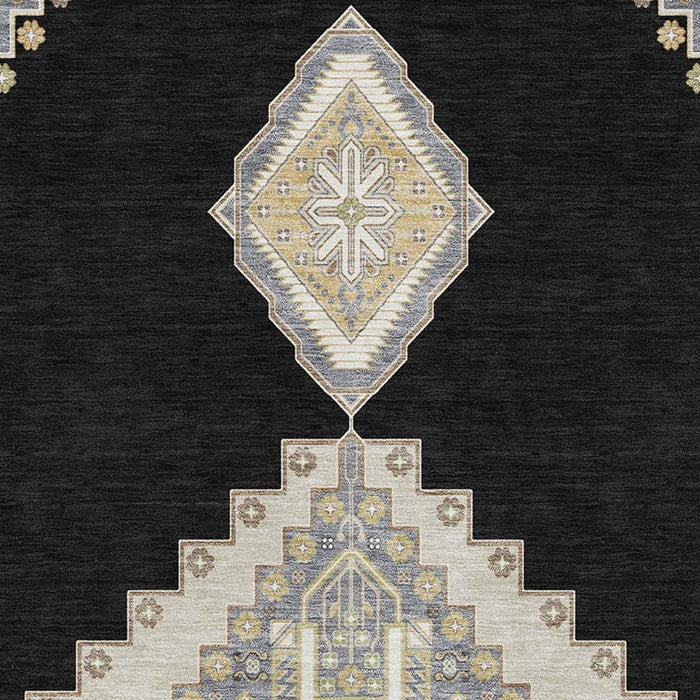 10' X 14' Oriental Washable Area Rug With UV Protection (679546) - Black / Beige / Gold