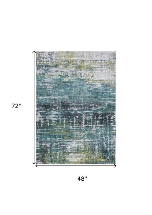 4' x 6' Abstract Non Skid Area Rug - Blue And Green
