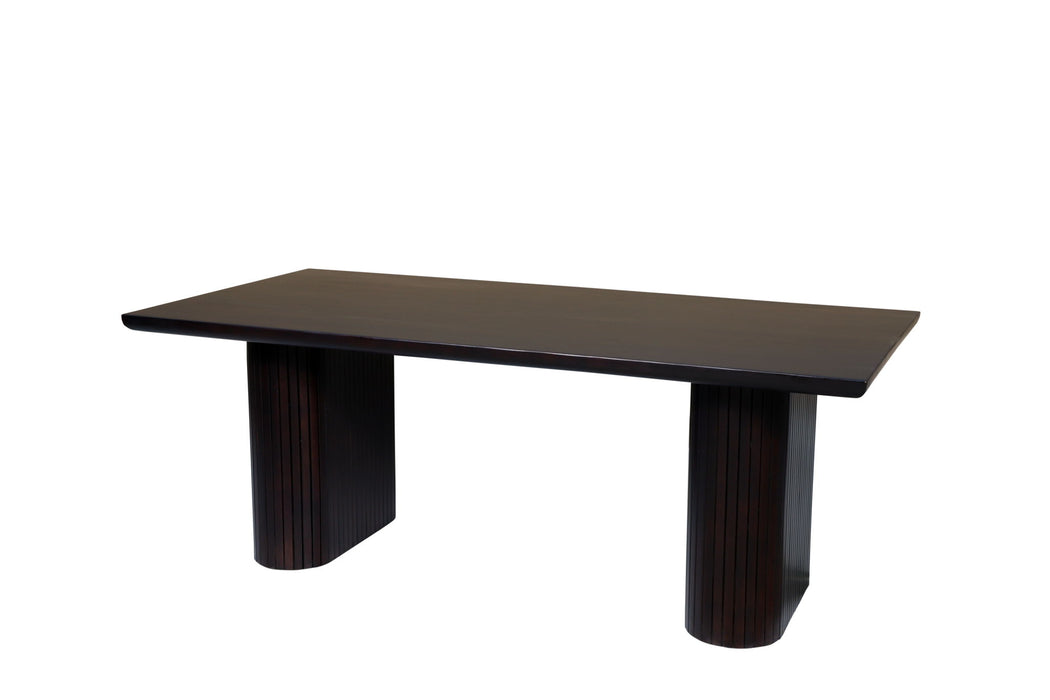 82" Wood Double Pedestal Base Dining Table - Dark Brown