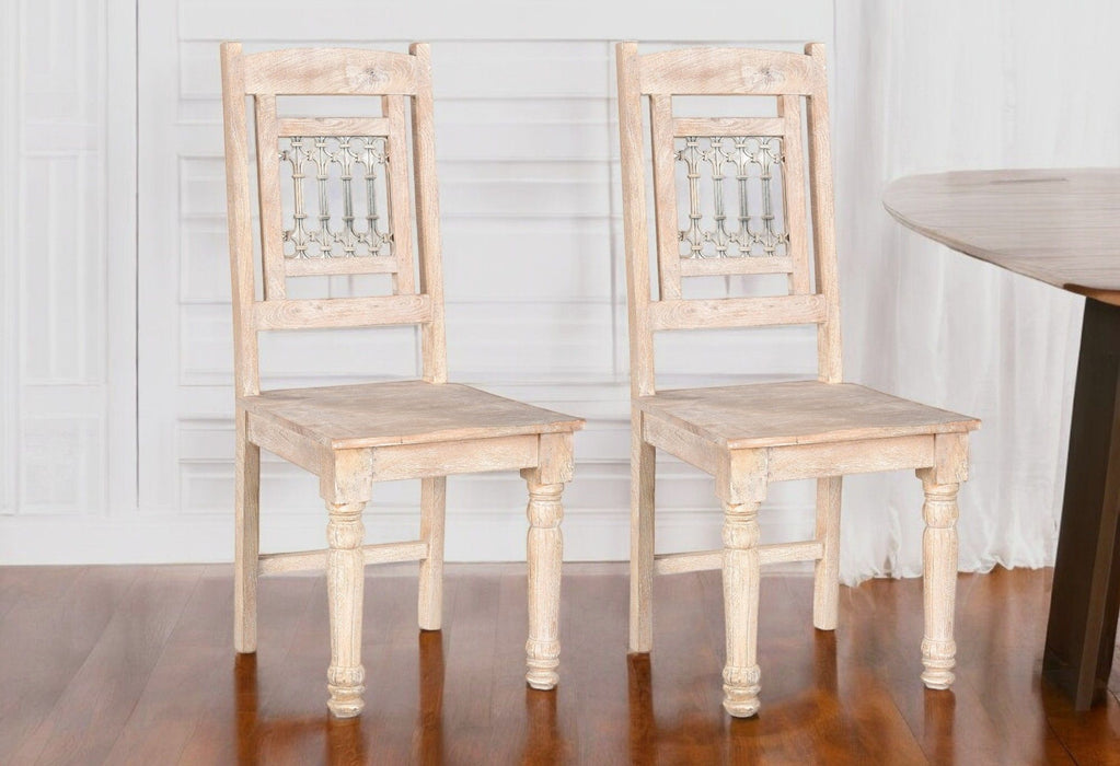 Wood Slat Back Dining Side Chairs (Set of 2) - White