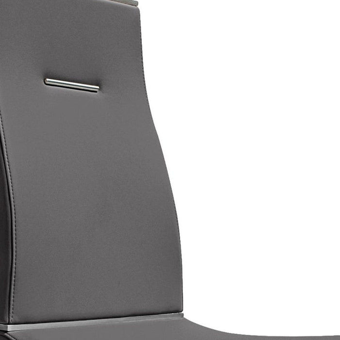 Upholstered Faux Leather Dining Side Chairs (Set of 2) - Dark Gray / Silver