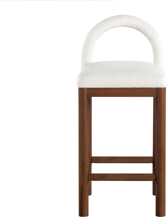Conrad - Linen Counter Stool With Brown Legs