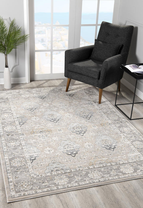 8' x 11' Oriental Area Rug - Cream Gray