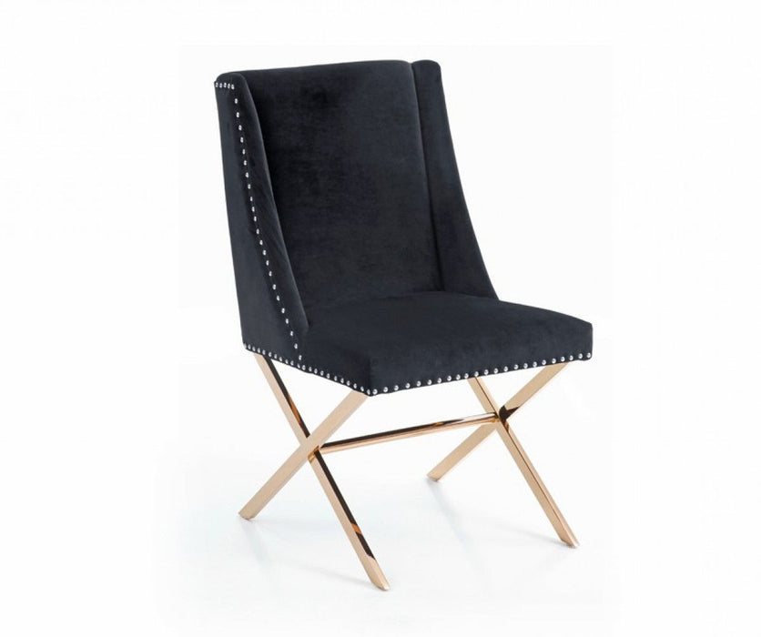 Nailhead Modern Dining Chair - Black / Rose Gold
