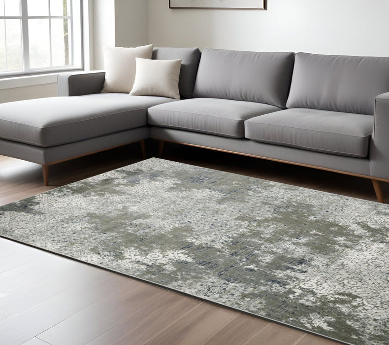 6' x 9' Abstract Power Loom Stain Resistant Area Rug - Ivory Gray Blue And Taupe