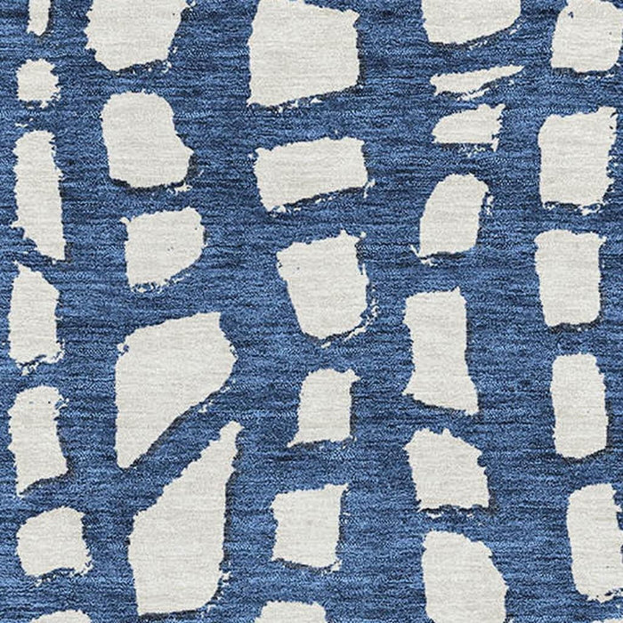 8' X 10' Cobblestone Washable Area Rug With UV Protection - Navy Blue And Ivory