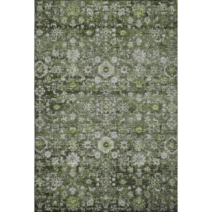 10' X 14' Oriental Washable Area Rug With UV Protection (653773) - Green / Ivory / Gray