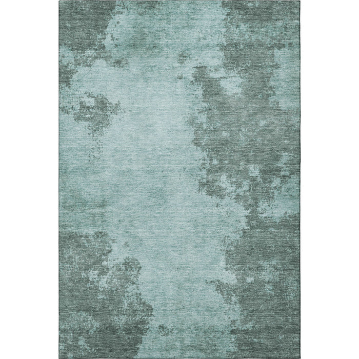 10' X 14' Abstract Washable Area Rug With UV Protection (707587) - Teal / Gray