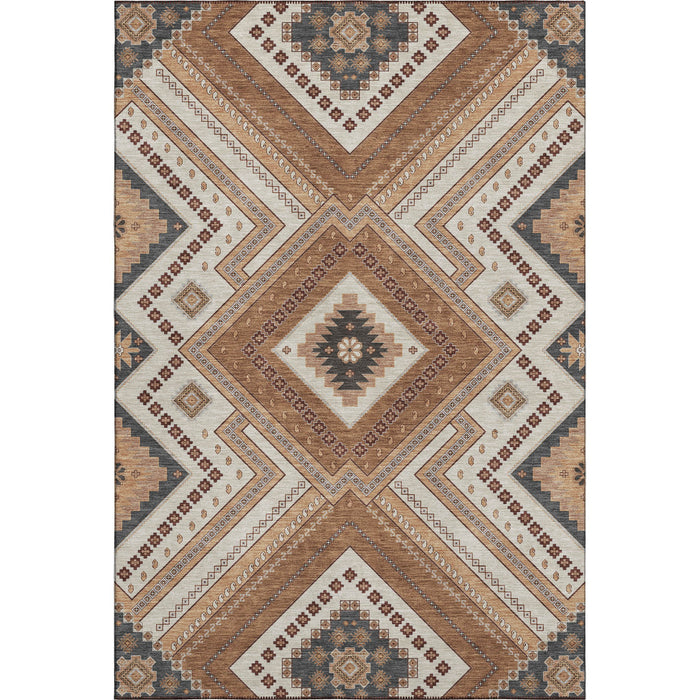 10' X 14' Tribal Washable Area Rug With UV Protection (679270) - Copper / Beige / Gray