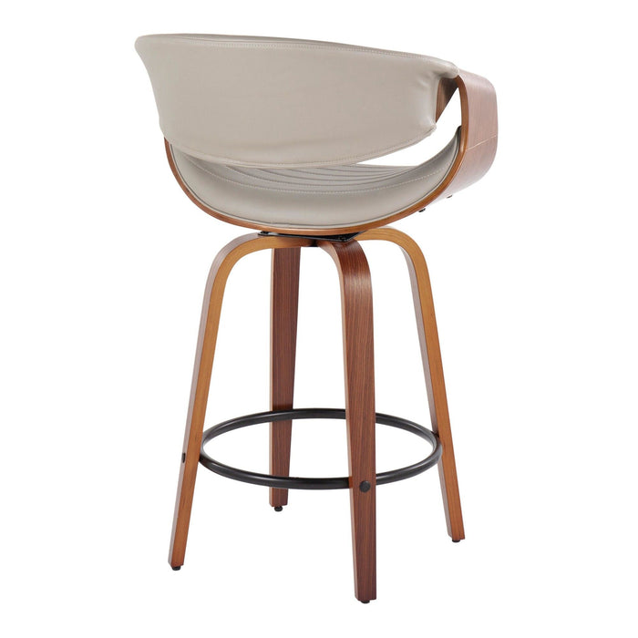 Symphony - 26" Fixed-Height Counter Stool (Set of 2) - Walnut & Chrome Base