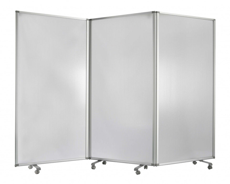Iron Folding Three Panel Screen Room Divider - White