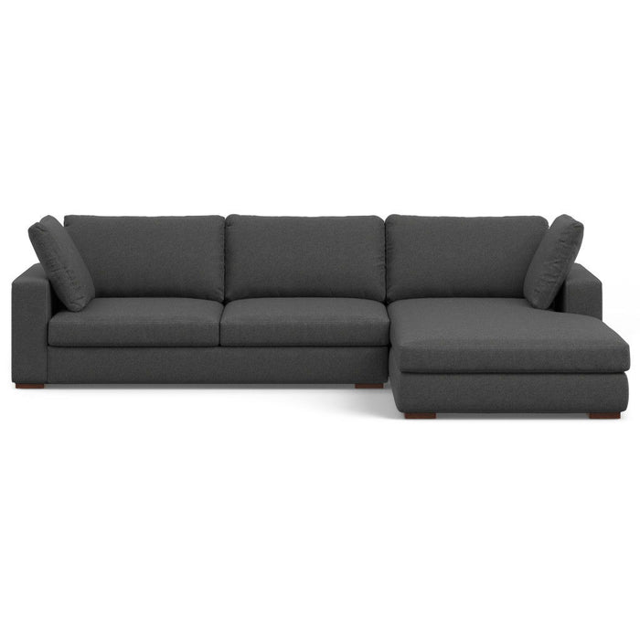Modern Fabric Sofa With Brown Legs - Gray