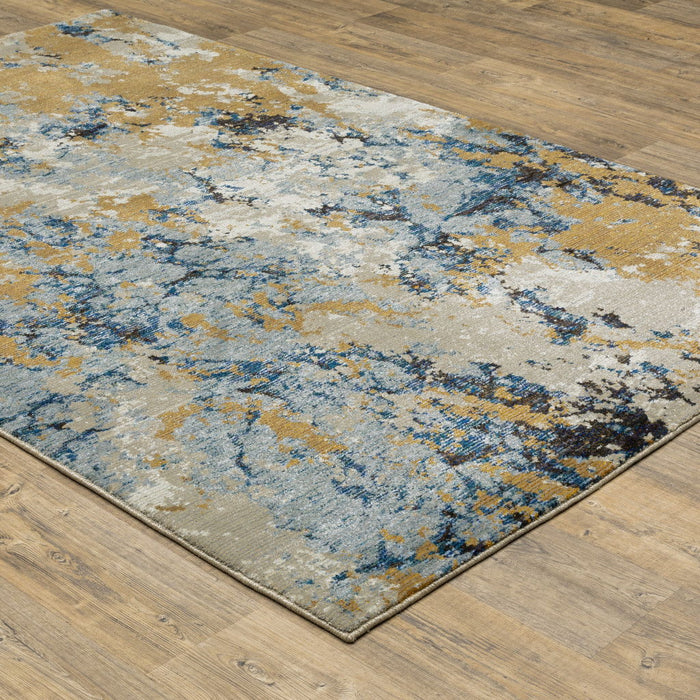 10' x 13' Abstract Power Loom Area Rug - Gray And Ivory