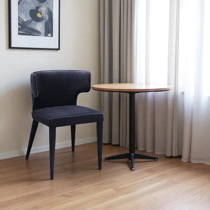Upholstered Velvet Wing Back Dining Side Chair - Black