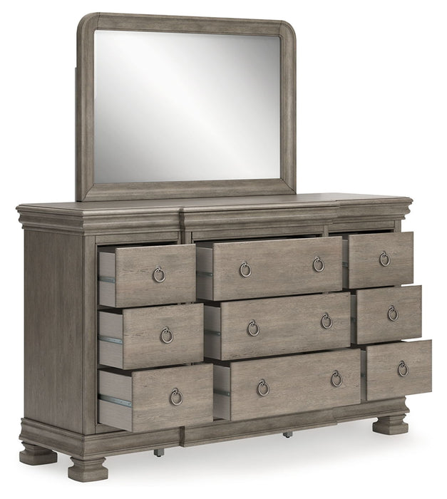 Lexorne - Dresser And Mirror - Gray