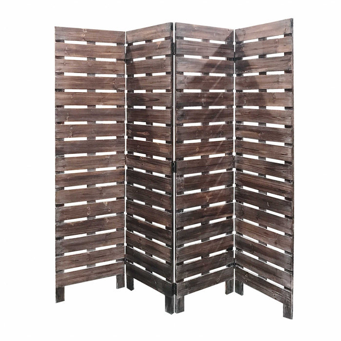 72" Folding Four Panel Screen Room Divider - Brown