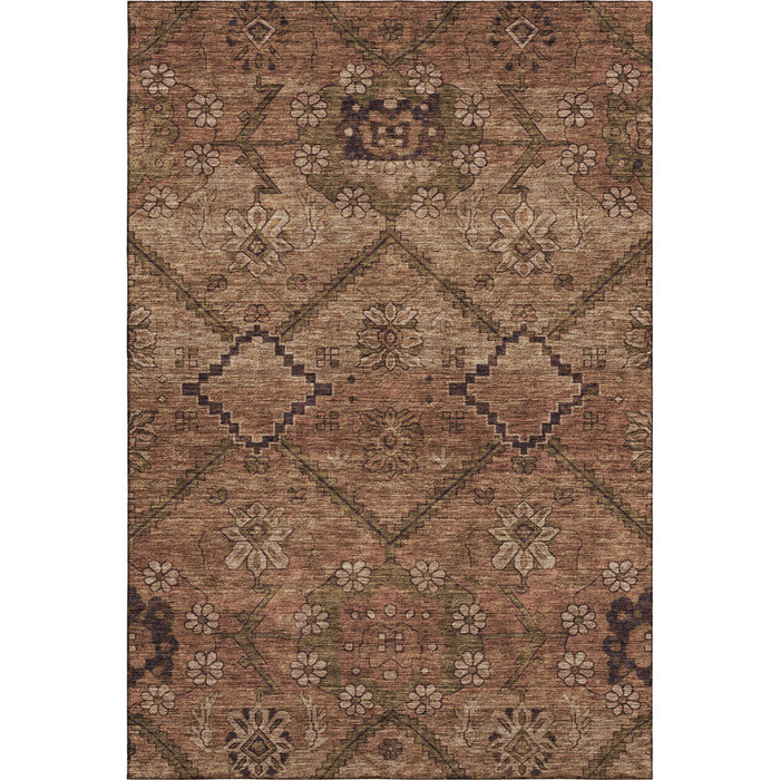 10' X 14' Floral Washable Area Rug With UV Protection (667258) - Rust / Copper