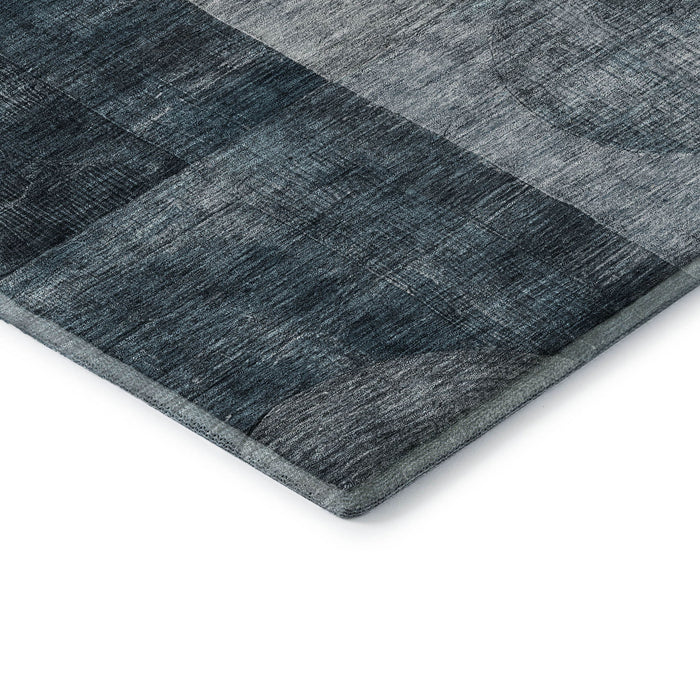 10' X 14' Geometric Washable Area Rug With UV Protection (684744) - Teal / Gray / Silver