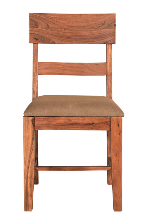 Upholstered Fabric Slat Back Dining Side Chairs (Set of 2) - Brown
