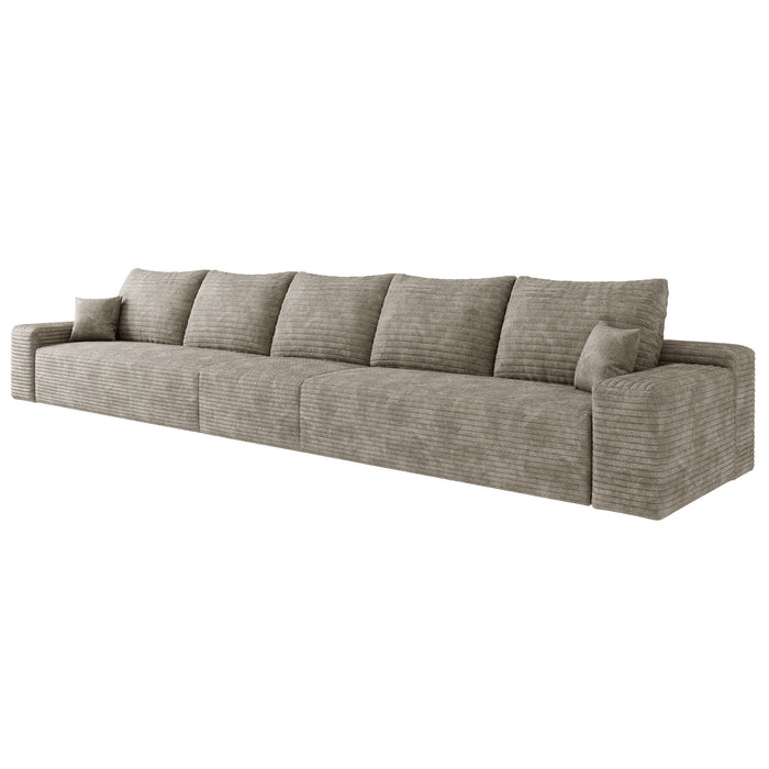 168" Corduroy Modular Compression Foam Sofa With Toss Pillows - Camel