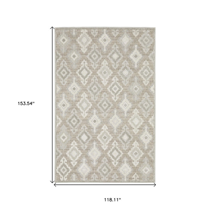 10' X 13' Oriental Area Rug - Beige And Gray