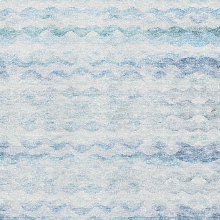 14' X 10' Coastal Geometric Washable Area Rug With UV Protection - Blue And Ivory