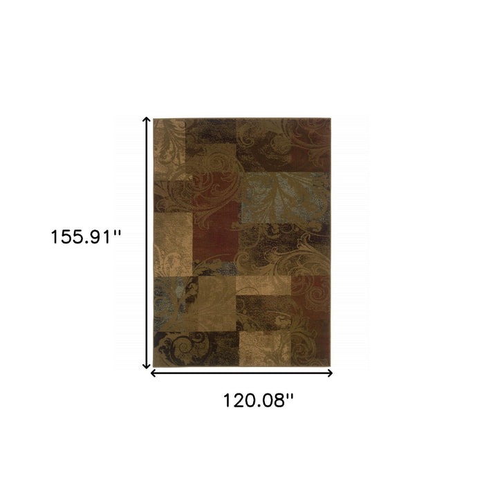 10' x 13' Geometric Power Loom Stain Resistant Area Rug - Green And Red