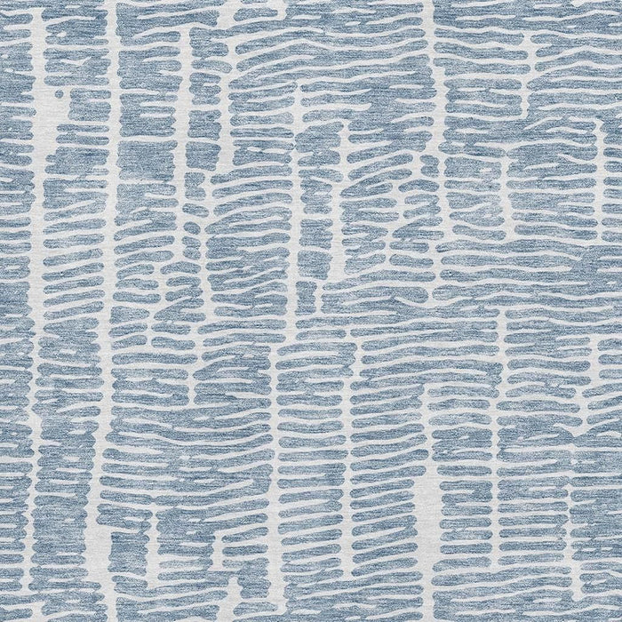 10' X 14' Vermicular Washable Area Rug With UV Protection - Blue And Ivory