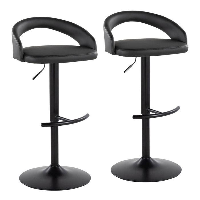Grotto - Upholstered Adjustable Barstool - Black Metal Base