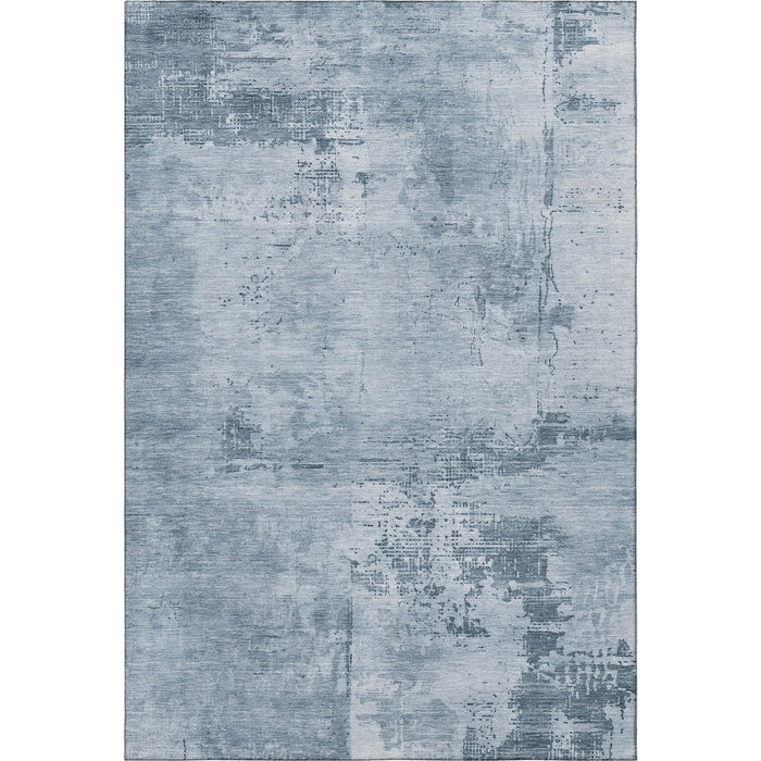 10' X 14' Abstract Washable Area Rug With UV Protection (683183) - Denim Blue / Ivory