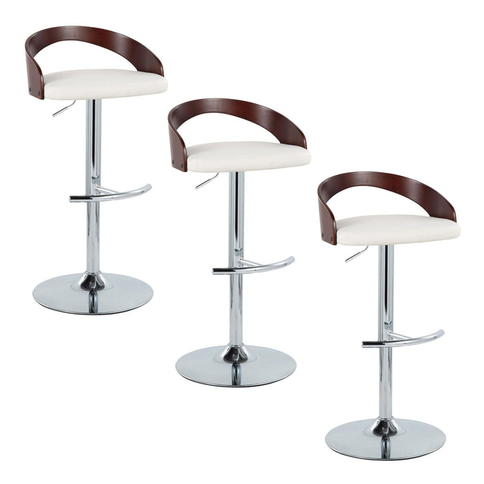 Grotto - Adjustable Barstool - Chrome Metal, Mahogany Wood