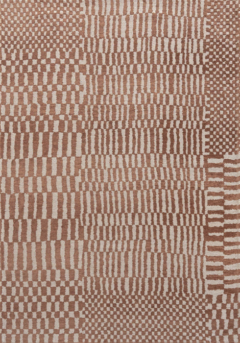 7' X 9' Geometric Berber Washable Area Rug With UV Protection (609866) - Brown / Beige