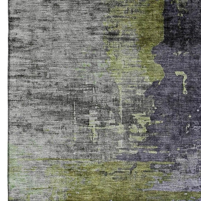 10' X 14' Abstract Washable Area Rug With UV Protection (715627) - Plum / Green