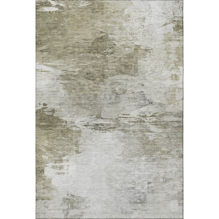 8' X 10' Abstract Washable Area Rug With UV Protection (650750) - Taupe / Ivory