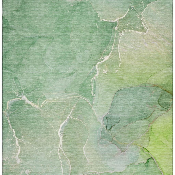 10' X 14' Abstract Washable Area Rug With UV Protection (646984) - Green / Ivory
