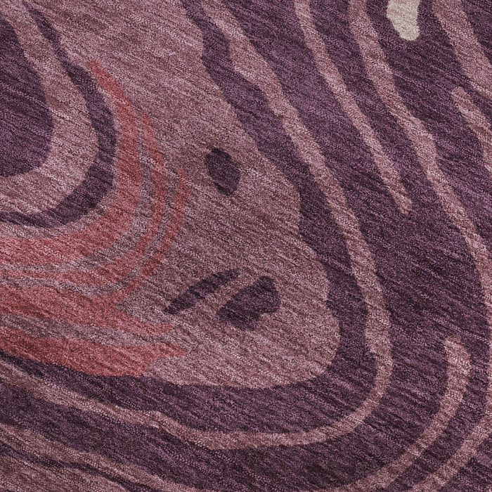 10' X 14' Abstract Washable Area Rug With UV Protection (682415) - Burgundy / Ivory / Blush