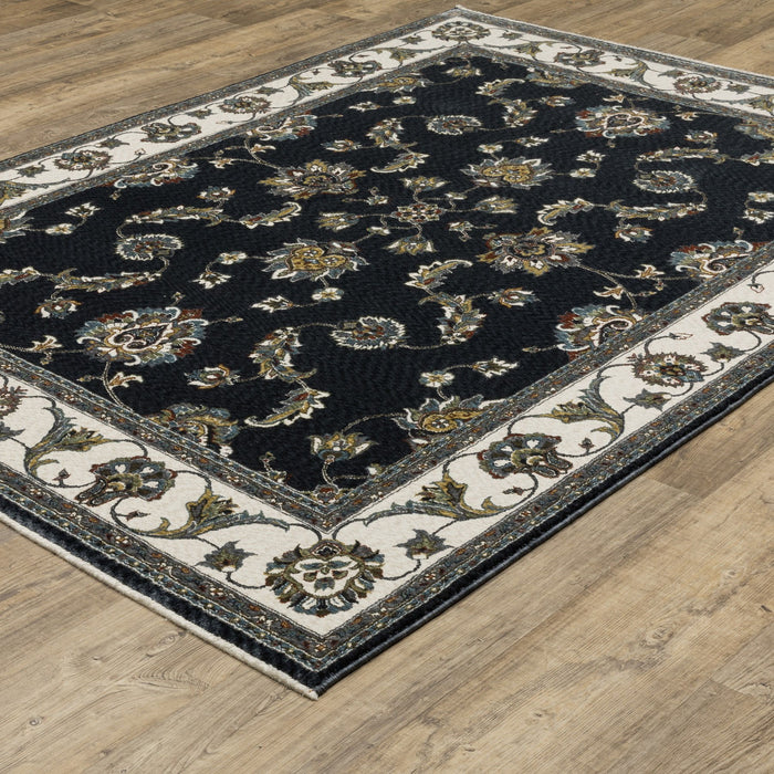 8' X 5' Traditional Oriental Area Rug With Fringe - Ivory