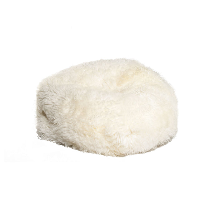 Short-Hair Sheepskin Bean Bag - White