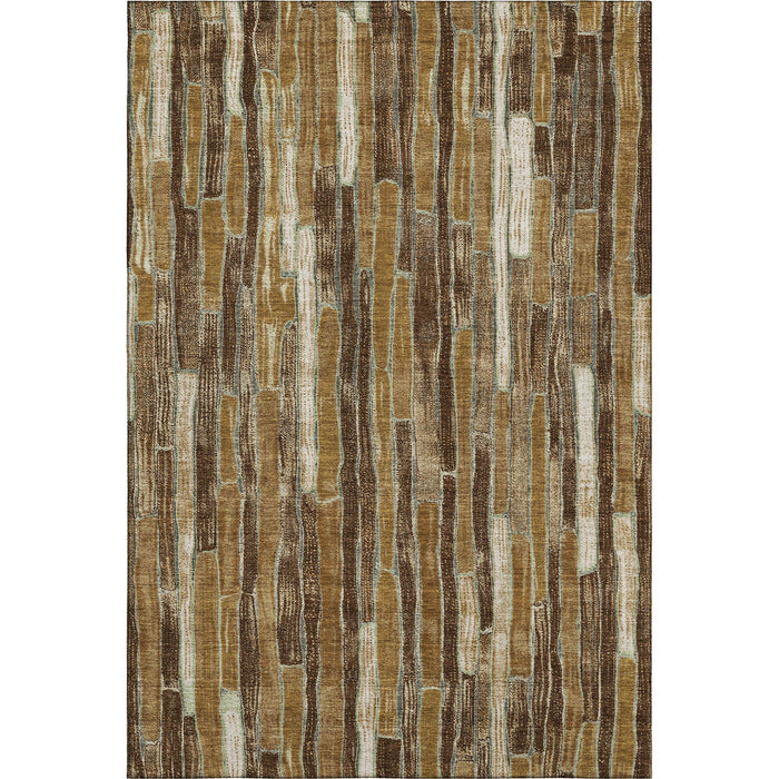 10' X 14' Striped Washable Area Rug With UV Protection (692862) - Coffee / Ivory / Taupe