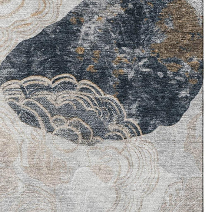 10' X 14' Geometric Washable Area Rug With UV Protection (697194) - Gray / Charcoal / Beige
