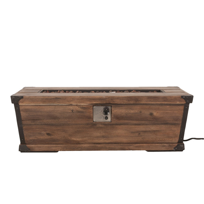 Outdoor Patio Rectangle Gas Burning Fire Pit 50, 000 Btu, Wood Pattern - Brown