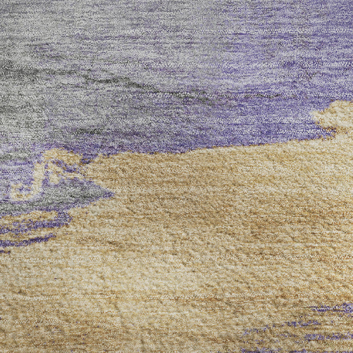 10' X 14' Abstract Washable Area Rug With UV Protection (706679) - Lavender / Gold / Ivory